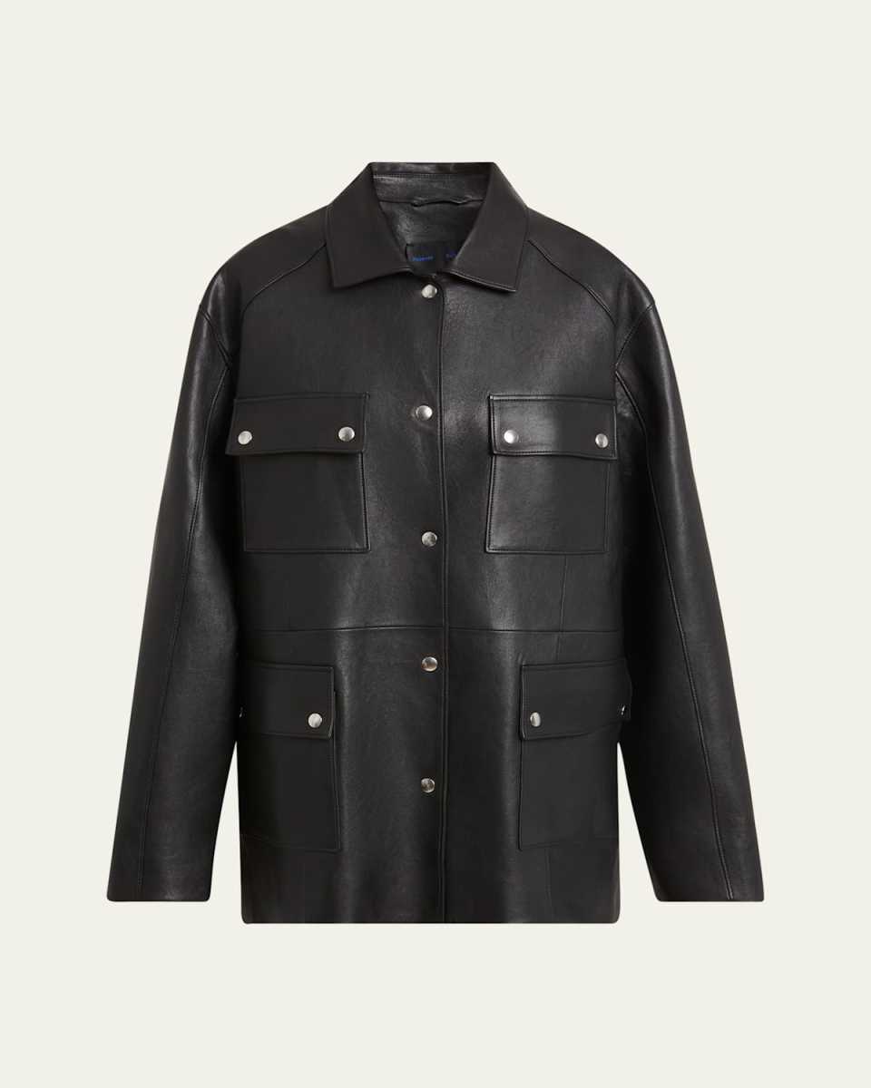 Brice Flap Pocket Grainy Leather Jacket